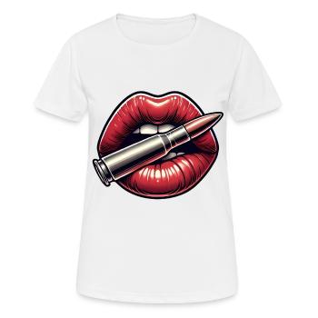 Kräftige Lippen mit Bullet-Grafikdesign - Frauen T-Shirt atmungsaktiv - Weiß - Vorne - AI Model Female 172 dark (172cm)