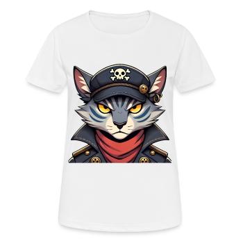 Fierce Pirate Cat in Skull Hoodie - Women's Breathable T-Shirt - white - Front - AI Model Female 172 dark (172cm)