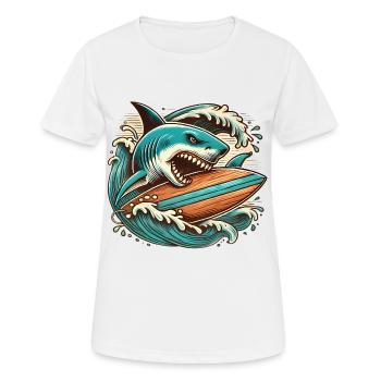 Fierce Shark Surfing Adventure - Women's Breathable T-Shirt - white - Front - AI Model Female 172 dark (172cm)