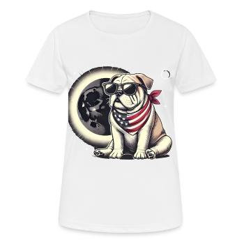 Patriotische Bulldogge Sonnenfinsternis - Frauen T-Shirt atmungsaktiv - Weiß - Vorne - AI Model Female 172 dark (172cm)