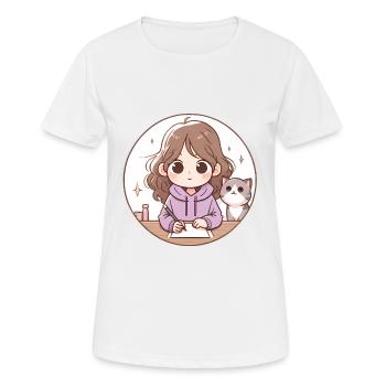 Neujahr Zero Fcks Mädchen Katze Design - Frauen T-Shirt atmungsaktiv - Weiß - Vorne - AI Model Female 172 dark (172cm)