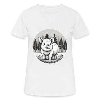 Rustikale Schwein-Illustration im Wald - Frauen T-Shirt atmungsaktiv - Weiß - Vorne - AI Model Female 172 dark (172cm)