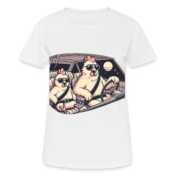 Cool poulets Road Trip Illustration - T-shirt respirant Femme - blanc - Devant - AI Model Female 172 dark (172cm)
