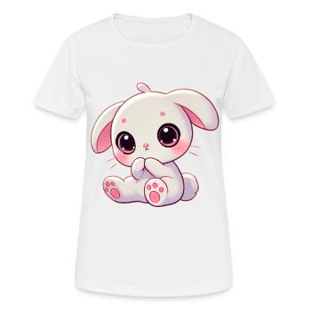 Adorable Bunny Nibbling Graphic - Women's Breathable T-Shirt - white - Front - AI Model Female 172 dark (172cm)