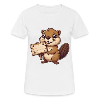 Adorable castor tenant signe vierge - T-shirt respirant Femme - blanc - Devant - AI Model Female 172 dark (172cm)