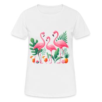Tropische Flamingos Säfte Illustration - Frauen T-Shirt atmungsaktiv - Weiß - Vorne - AI Model Female 172 dark (172cm)