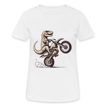 Dino Wheelie sur Dirt Bike Graphique - T-shirt respirant Femme - blanc - Devant - AI Model Female 172 dark (172cm)