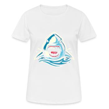 Heftiger Haibiss IllustrationHeftiger Haibiss I - Frauen T-Shirt atmungsaktiv - Weiß - Vorne - AI Model Female 172 dark (172cm)