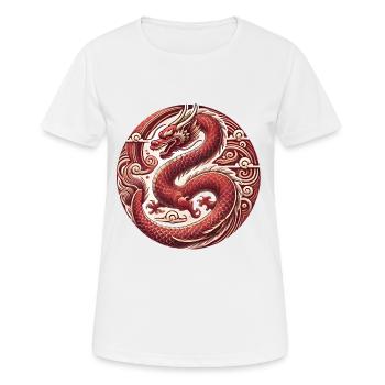 Vietnamesisches Neujahrs-Drachen-Abzeichen - Frauen T-Shirt atmungsaktiv - Weiß - Vorne - AI Model Female 172 dark (172cm)