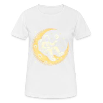 Astronaute froid sur le croissant de lune - T-shirt respirant Femme - blanc - Devant - AI Model Female 172 dark (172cm)