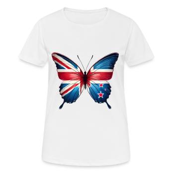 Drapeau de la Nouvelle-Zélande Papillon Design - T-shirt respirant Femme - blanc - Devant - AI Model Female 172 dark (172cm)