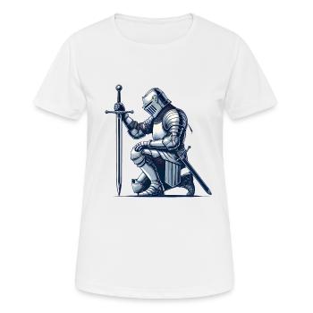 Kneeling Medieval Knight Illustration - Women's Breathable T-Shirt - white - Front - AI Model Female 172 dark (172cm)