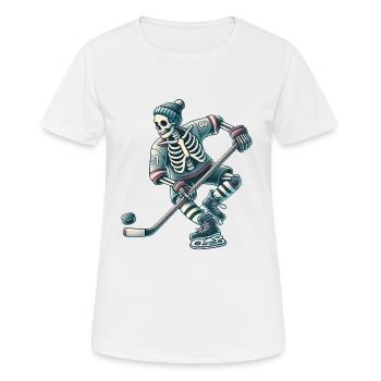 Skull Hockey Spieler in Aktion - Frauen T-Shirt atmungsaktiv - Weiß - Vorne - AI Model Female 172 dark (172cm)