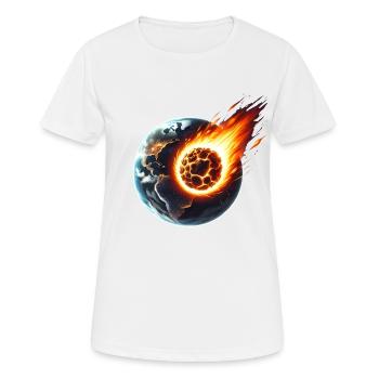 Feuriger Asteroideneinschlag auf der Erde - Frauen T-Shirt atmungsaktiv - Weiß - Vorne - AI Model Female 172 dark (172cm)