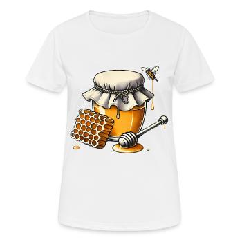 Rustikales Honigglas mit tropfender Wabe - Frauen T-Shirt atmungsaktiv - Weiß - Vorne - AI Model Female 172 dark (172cm)