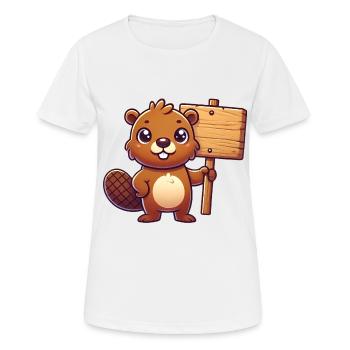 Adorable castor avec conception de panneau vierge - T-shirt respirant Femme - blanc - Devant - AI Model Female 172 dark (172cm)