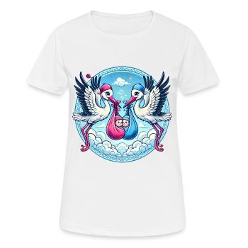 Rosa oder Blauer Storch Baby Bundle Design - Frauen T-Shirt atmungsaktiv - Weiß - Vorne - AI Model Female 172 dark (172cm)