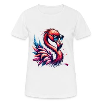 Trendy Flamingo Art with Sunglasses - Women's Breathable T-Shirt - white - Front - AI Model Female 172 dark (172cm)