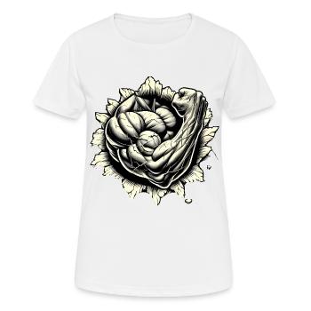 Muskulöser Arm, der die Wand durchbricht - Frauen T-Shirt atmungsaktiv - Weiß - Vorne - AI Model Female 172 dark (172cm)