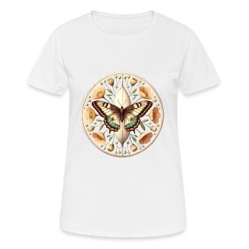 Autumn Butterfly with Floral Accents - Women's Breathable T-Shirt - white - Front - AI Model Female 172 dark (172cm)