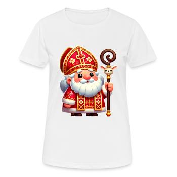 Conception de dessin animé festif de Saint-Nicolas - T-shirt respirant Femme - blanc - Devant - AI Model Female 172 dark (172cm)