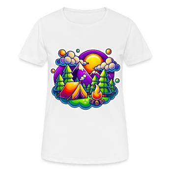 Scène de tente de montagne de camping drôle - T-shirt respirant Femme - blanc - Devant - AI Model Female 172 dark (172cm)