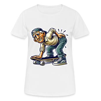 Lustiges älteres Skater Cartoon Design - Frauen T-Shirt atmungsaktiv - Weiß - Vorne - AI Model Female 172 dark (172cm)
