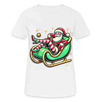 Sassy Santa Lounging on Sleigh - Women's Breathable T-Shirt - white - Front - AI Model Female 172 dark (172cm)