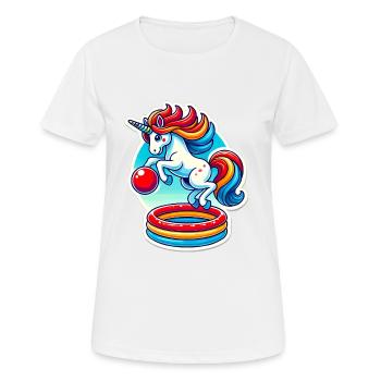 Licorne colorée Piscine Rebond Fun - T-shirt respirant Femme - blanc - Devant - AI Model Female 172 dark (172cm)