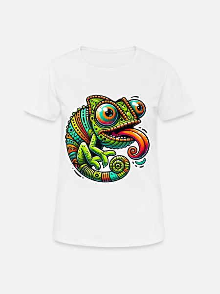 Chameleon Power Cartoon Design - Women's Breathable T-Shirt - white