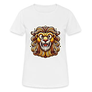 Heftiger Löwe Cartoon Aufkleber Design - Frauen T-Shirt atmungsaktiv - Weiß - Vorne - AI Model Female 172 dark (172cm)