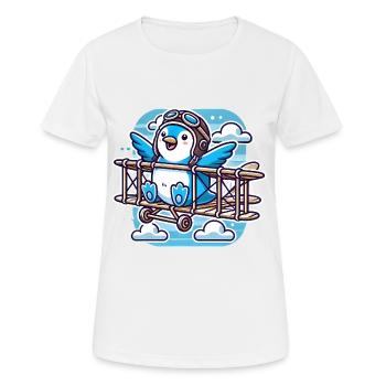 Lustiger fliegender Pinguin, glaube, schwebe - Frauen T-Shirt atmungsaktiv - Weiß - Vorne - AI Model Female 172 dark (172cm)