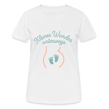 Petit miracle en route – Douce grossesse d - T-shirt respirant Femme - blanc - Devant - AI Model Female 172 dark (172cm)