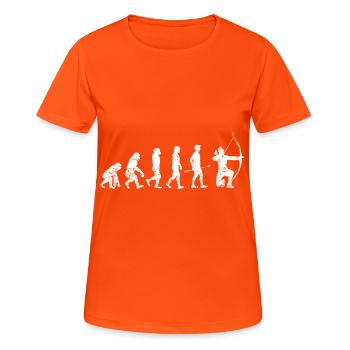 Evolution Bogenschießen Geschenk - Frauen T-Shirt atmungsaktiv - Neonorange - Vorne - AI Model Female 172 dark (172cm)
