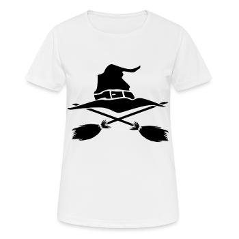 Chapeau de sorcière Halloween balai de sorcière - T-shirt respirant Femme - blanc - Devant - AI Model Female 172 dark (172cm)