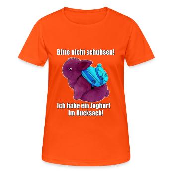 Joghurt im Rucksack - Frauen T-Shirt atmungsaktiv - Neonorange - Vorne - AI Model Female 172 dark (172cm)