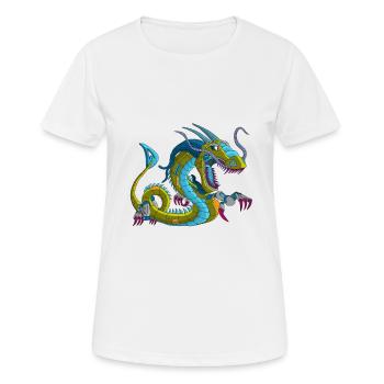 Metalldrache Mechdragon Drache aus Metall - Frauen T-Shirt atmungsaktiv - Weiß - Vorne - AI Model Female 172 dark (172cm)