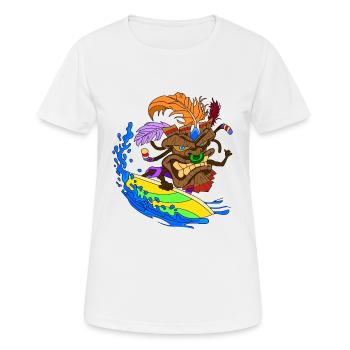 Tiki mask surfer - Women's Breathable T-Shirt - white - Front - AI Model Female 172 dark (172cm)