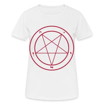 pentagramm Baphomet - Frauen T-Shirt atmungsaktiv - Weiß - Vorne - AI Model Female 172 dark (172cm)