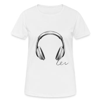 Music Headphones Musik Kopfhörer - Frauen T-Shirt atmungsaktiv - Weiß - Vorne - AI Model Female 172 dark (172cm)