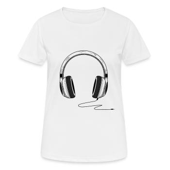Music Headphones drown Music Headphones Painted - Women's Breathable T-Shirt - white - Front - AI Model Female 172 dark (172cm)