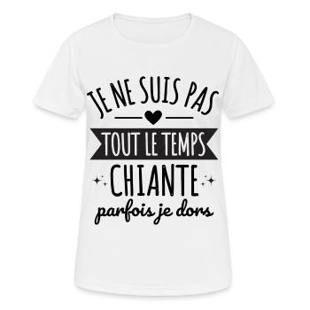 Je ne suis pas tout le temps chiante humour cadeau - T-shirt respirant Femme - blanc - Devant - AI Model Female 172 dark (172cm)