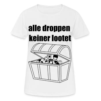 Alle droppen, keiner lootet - Frauen T-Shirt atmungsaktiv - Weiß - Vorne - AI Model Female 172 dark (172cm)