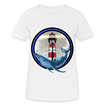 Marine Mammals Fish Whale Lighthouse Sea Coast Ahoy - Women's Breathable T-Shirt - white - Front - AI Model Female 172 dark (172cm)