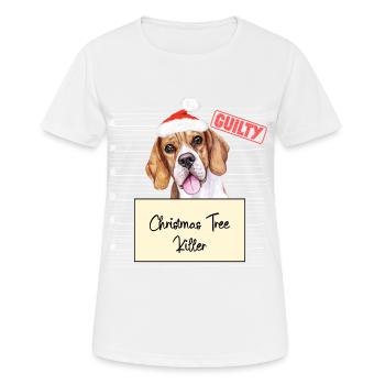 Weihnachtsbaum Umschubser Beagle - Frauen T-Shirt atmungsaktiv - Weiß - Vorne - AI Model Female 172 dark (172cm)