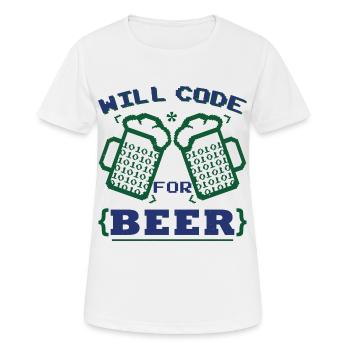 Funny Beer Coding Coder - Women's Breathable T-Shirt - white - Front - AI Model Female 172 dark (172cm)