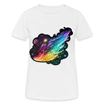 Regenbogen-Komet: Ein farbenfrohes Design-Erlebnis - Frauen T-Shirt atmungsaktiv - Weiß - Vorne - AI Model Female 172 dark (172cm)