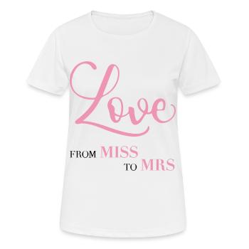 JGA From Miss to Mrs Junggesellinenabschied Braut - Frauen T-Shirt atmungsaktiv - Weiß - Vorne - AI Model Female 172 dark (172cm)