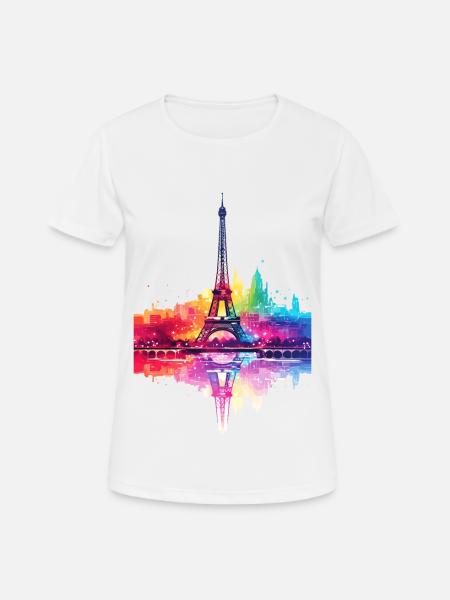 Paris Frankreich Stadt Skyline Eiffelturm Kunst - Frauen T-Shirt atmungsaktiv - Weiß