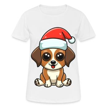 Doggy with Santa hat - Women's Breathable T-Shirt - white - Front - AI Model Female 172 dark (172cm)
